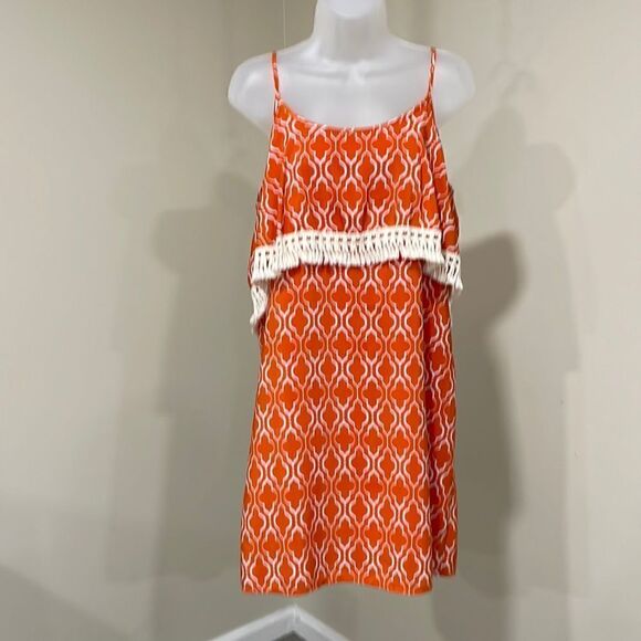 NWOT Fab’rik Orange fringe dress. Size L large 12/14 - Picture 1 of 7